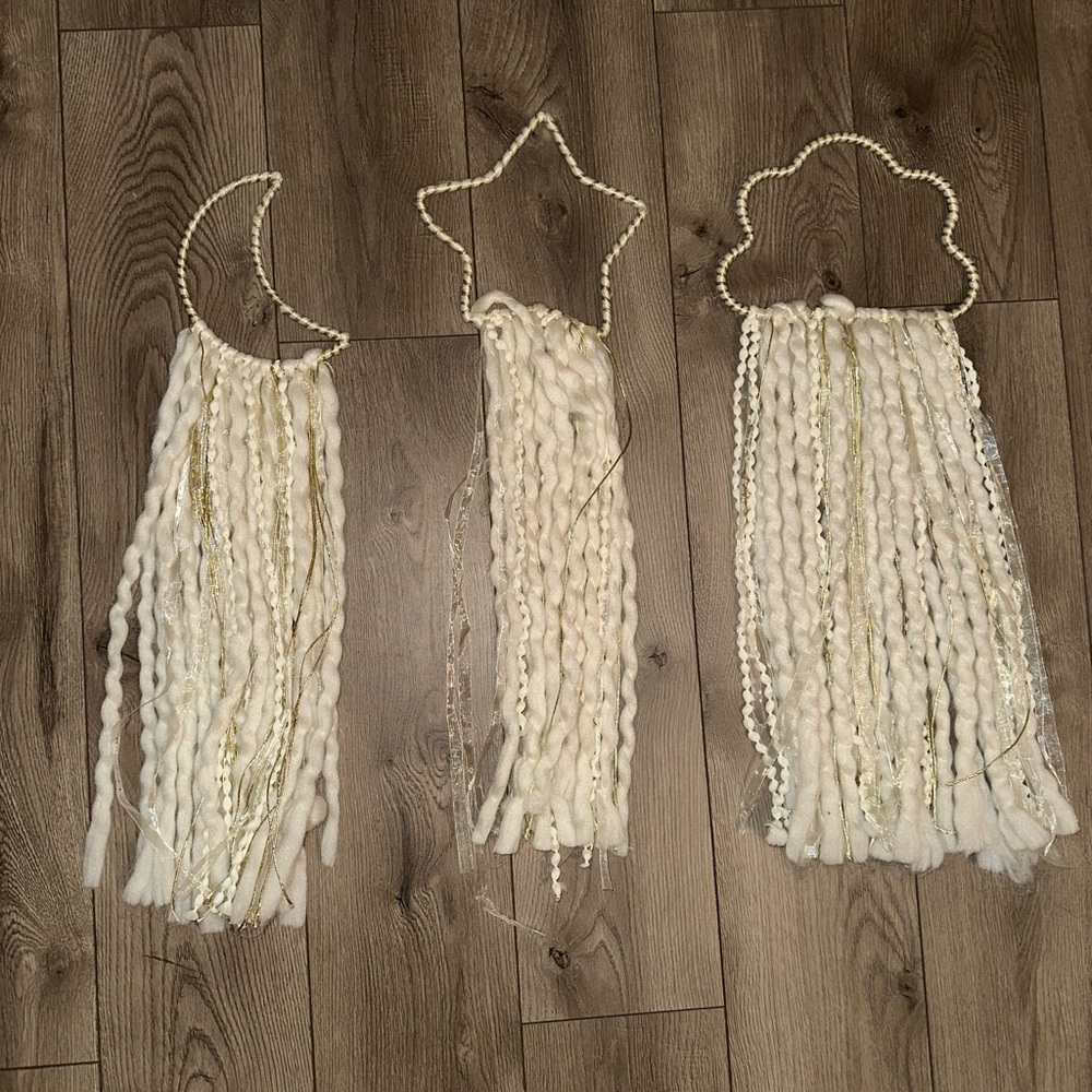 Boho Wall Hanging Set with Moon, Star, and Cloud